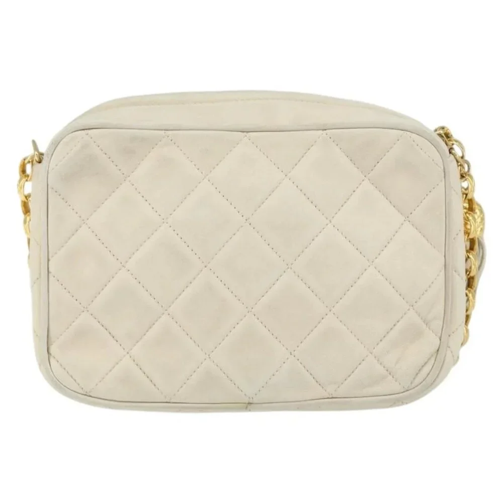 CHANEL Matelasse Chain Shoulder Bag Lamb Skin Beige Gold CC Auth BA8033 - Picture 2 of 16